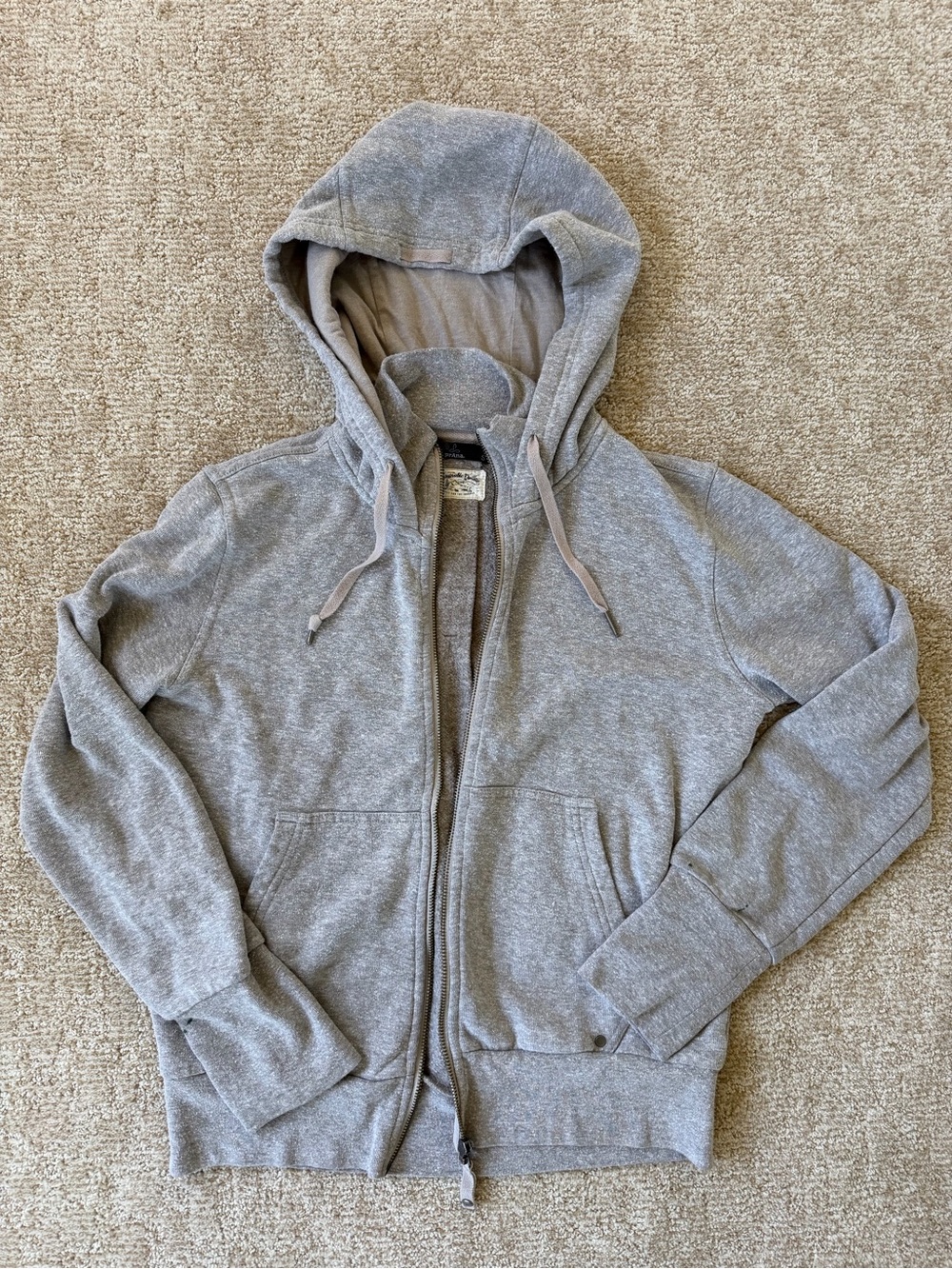 Prana - Gray Zip-Up Hoodie - Classic Lightweight Sweatshirt